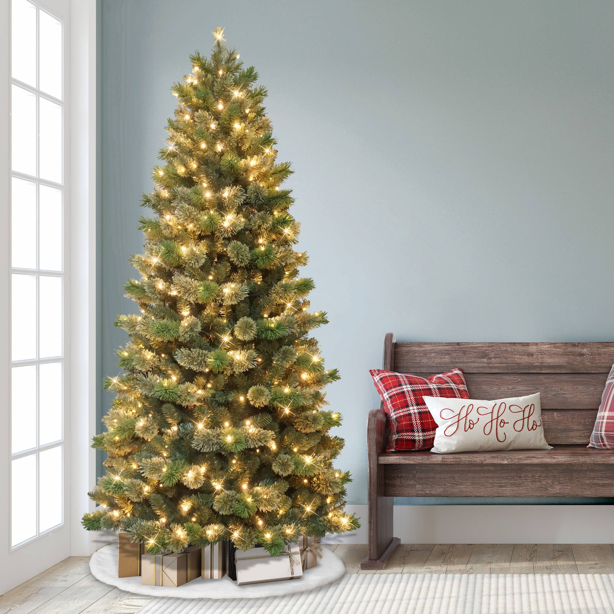 7.5ft. Pre-Lit Oklahoma Pine Artificial Christmas Tree, Warm White LED Lights